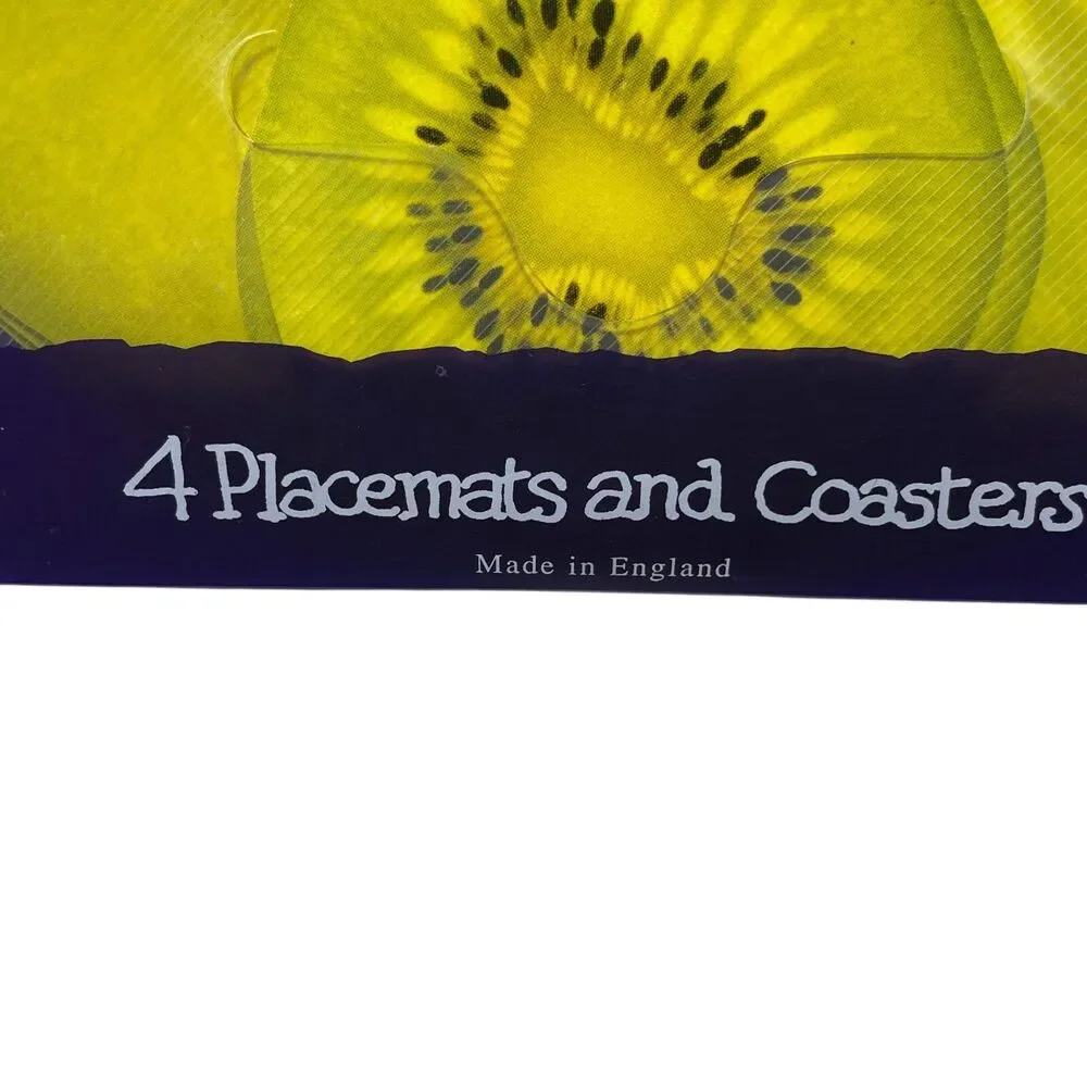 Pimpernel Tablemates Kiwi set‎ of 4 w/Coasters Durable Dishwasher Safe NEW